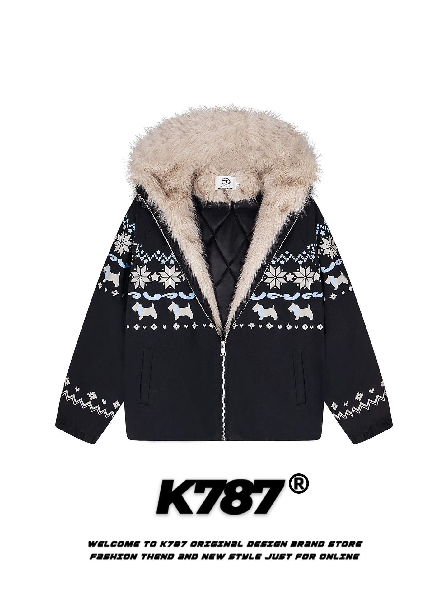 Áo khoác cotton có mũ trùm đầu kiểu cổ điển Mỹ K787 dành cho nam và nữ, ấm áp và dày dặn, phong cách lười biếng, áo khoác cotton thương hiệu hợp thời trang dành cho mùa đông.