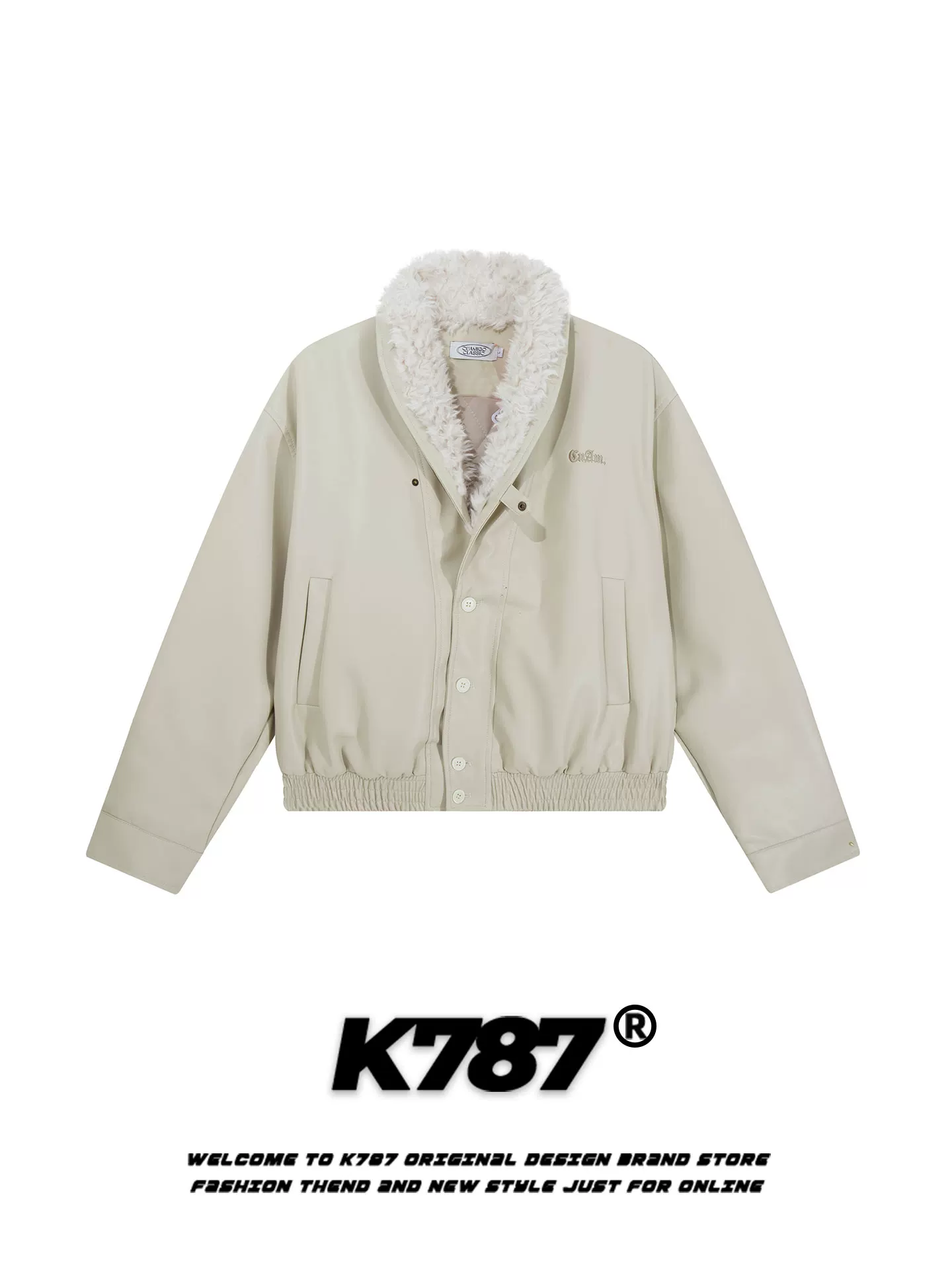 Áo khoác lót bông cổ lông phong cách retro Mỹ K787 dành cho nam và nữ, dáng rộng, phong cách cá tính, ấm áp, áo khoác lót bông đôi mùa đông 2025