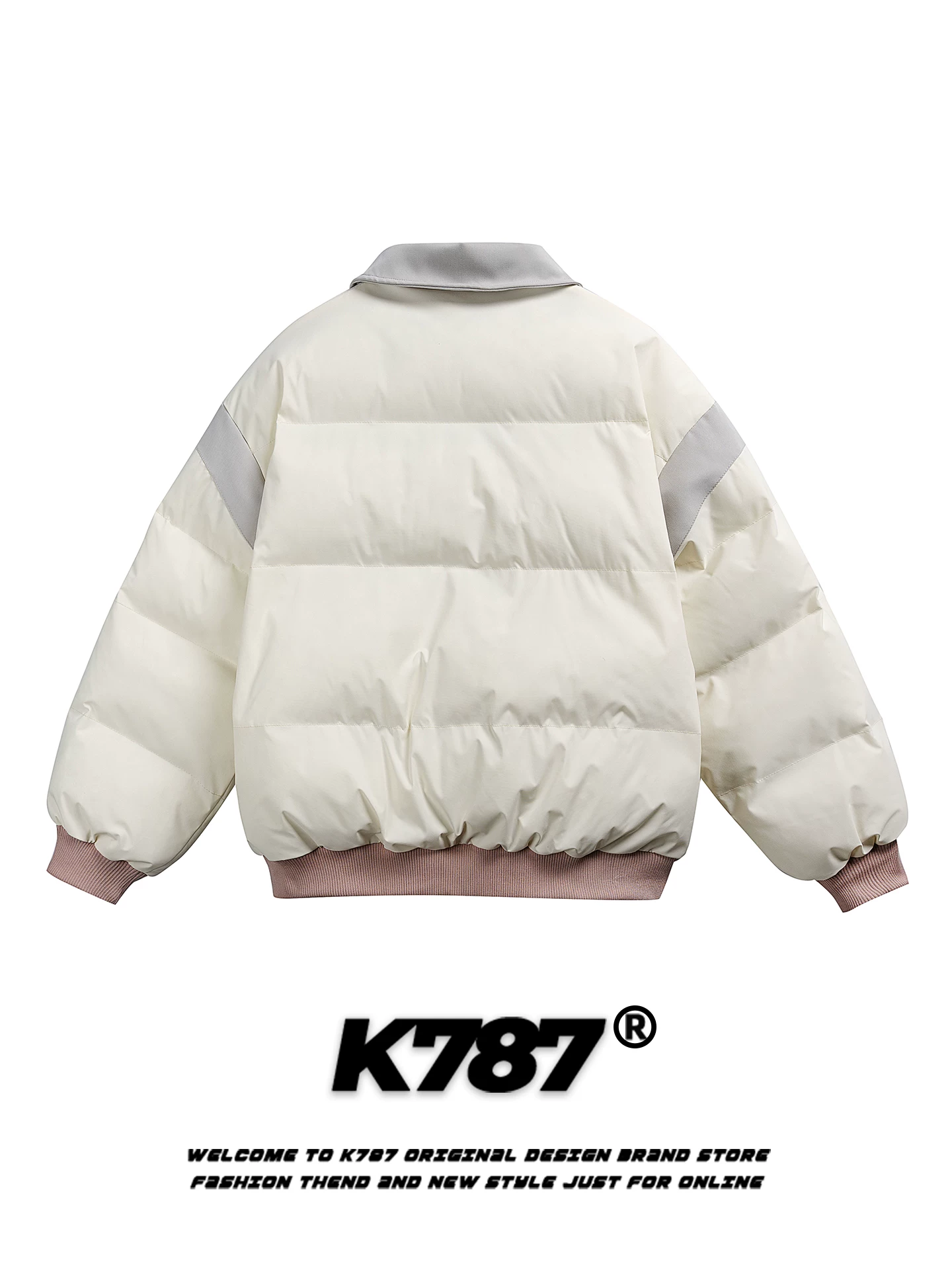 Áo khoác cotton phối màu thêu cổ điển kiểu Mỹ K787 dành cho nam và nữ, dày dặn và ấm áp, áo khoác cotton mùa đông thương hiệu thời thượng.