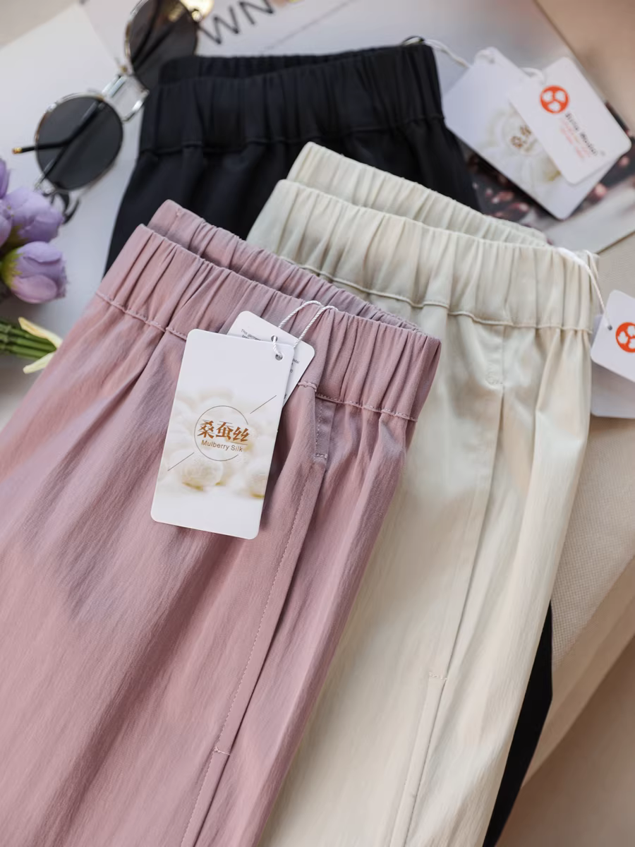 Quần thoáng mát ~ Quần mùa hè chất liệu modal lụa tơ tằm mềm mại, dáng thẳng 9 phần, quần nữ mặc thường ngày, quần bà ngoại