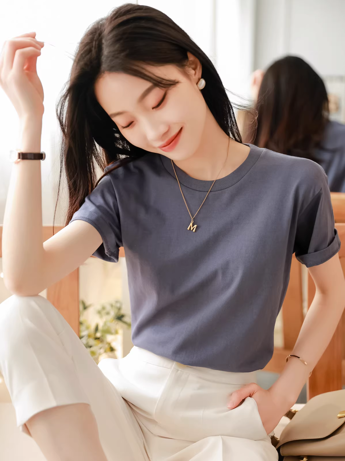 【Áo thun ngắn tay bằng cotton dài sợi Tân Cương 230g】Chất liệu tốt, chất lượng cao! Nhiều lựa chọn màu sắc, unisex.