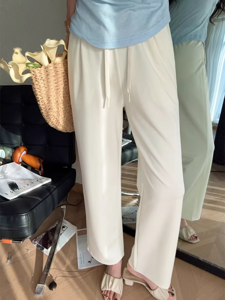 Quý ông sợi học Yasel! Quần dài dáng rộng lưng cao co giãn mềm mại và bay bổng, quần ống đứng ôm dáng dành cho nữ, mùa hè.