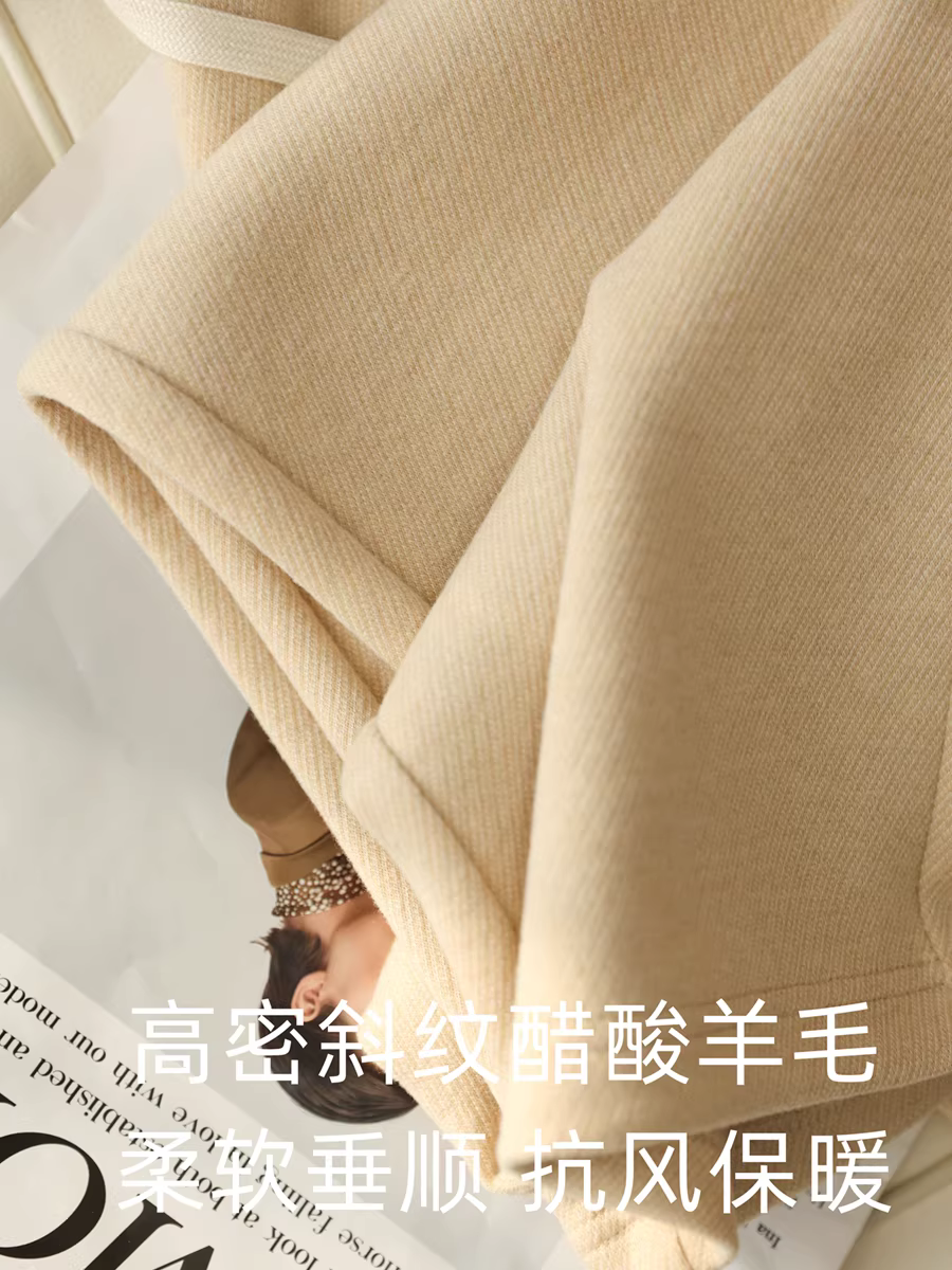 Quần len acetate! 800g dày dặn, mềm mại, drapey, co giãn, cạp cao, dáng thẳng, ống rộng dành cho nữ, mẫu mới thu đông.