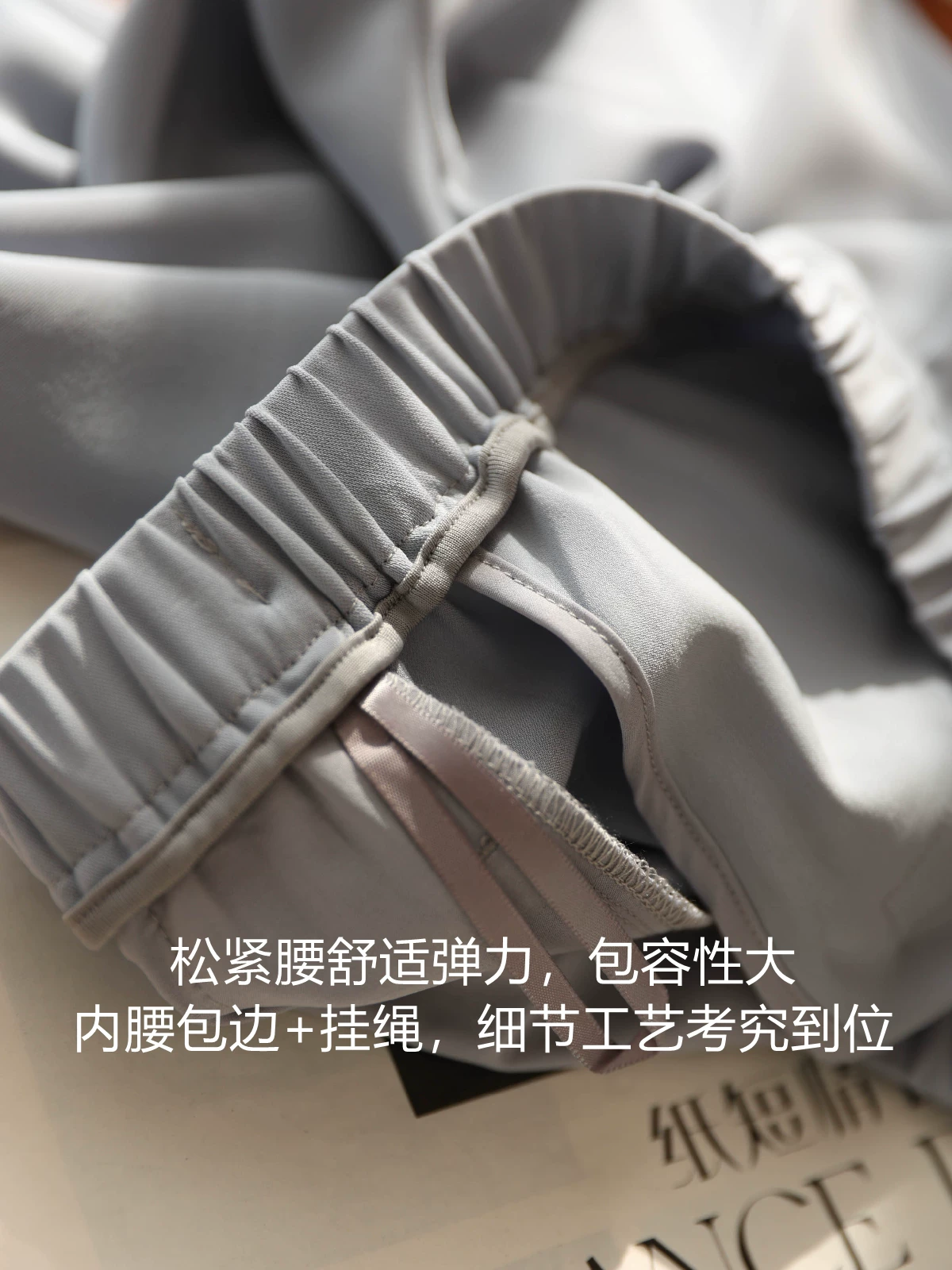 Tỷ lệ chi phí hiệu quả cao, độ thoải mái cao, mát mẻ và mềm mại, lưng thun buộc dây, quần ống rộng dáng thẳng rộng rãi cho nữ, mùa hè.