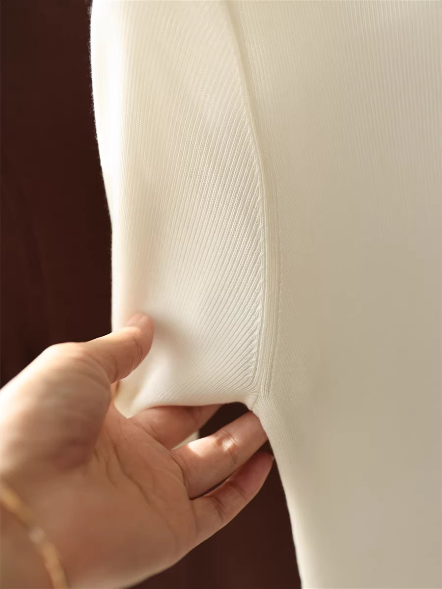 Áo thun nữ mùa hè chất liệu 100% tơ cupro, kiểu Pháp tối giản, dáng ôm, thiết kế trễ vai, chất liệu mỏng, tay ngắn