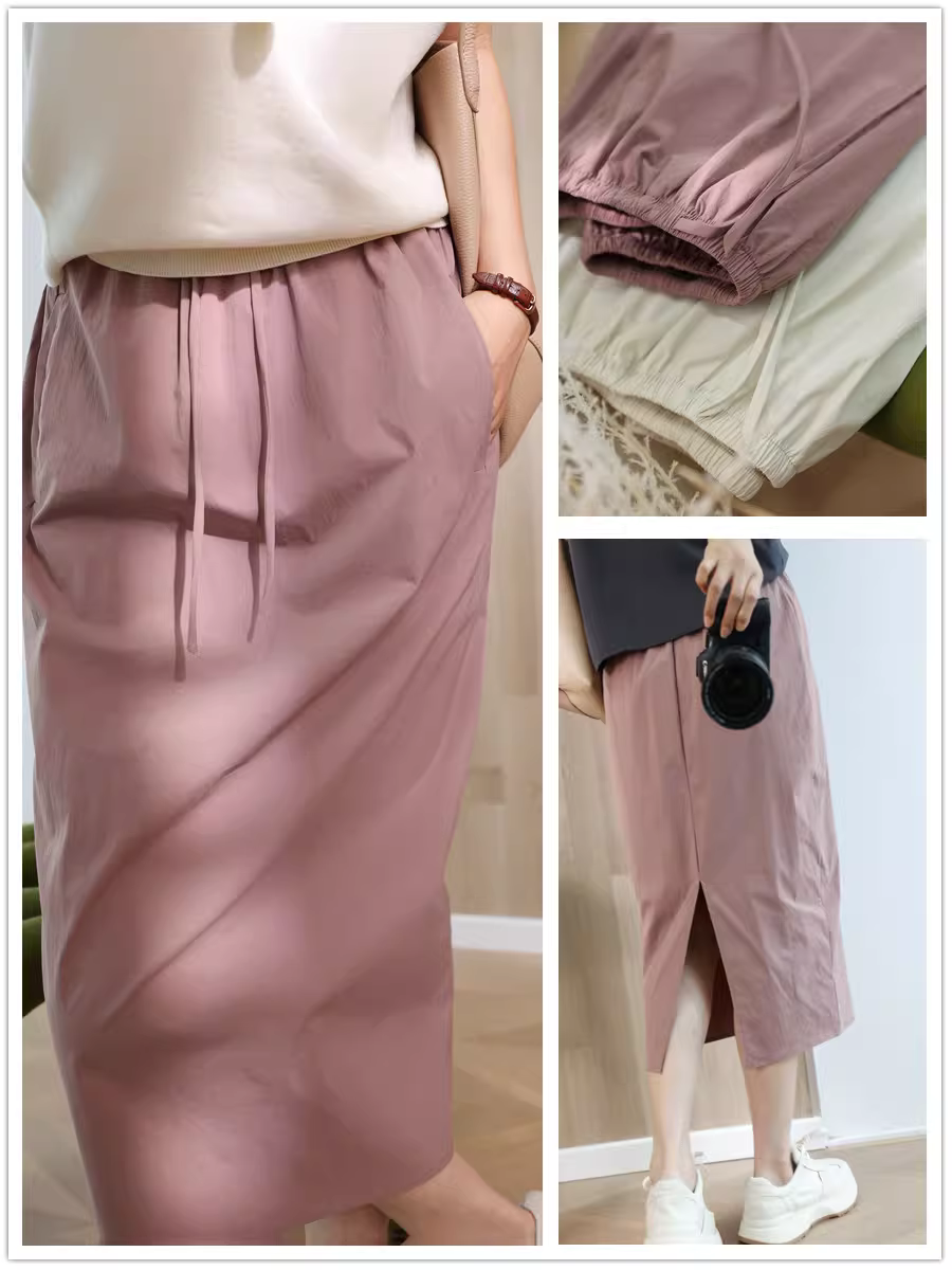 Váy thẳng dáng suông, chất liệu nhẹ, nhanh khô, co giãn bốn chiều, kiểu dáng nhỏ gọn, lưng xẻ, lưng thun, dành cho nữ mùa hè