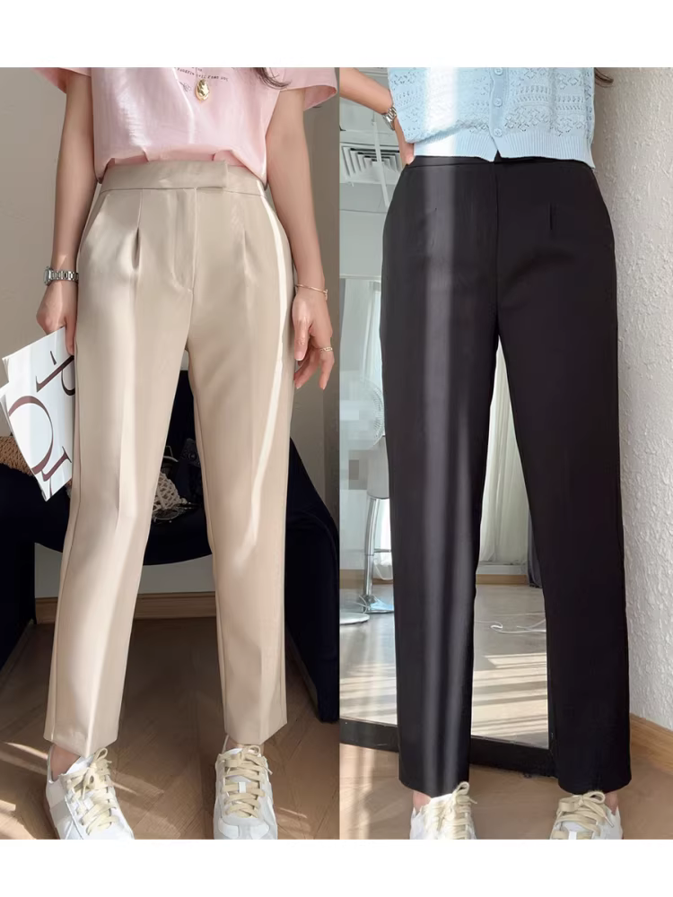 Xả kho! Hàng phiên bản giới hạn! Quần âu ống đứng, cạp cao, tôn dáng, dễ mặc khi đi làm, chống nhăn, kiểu dáng ôm dáng dành cho nữ, mùa hè.