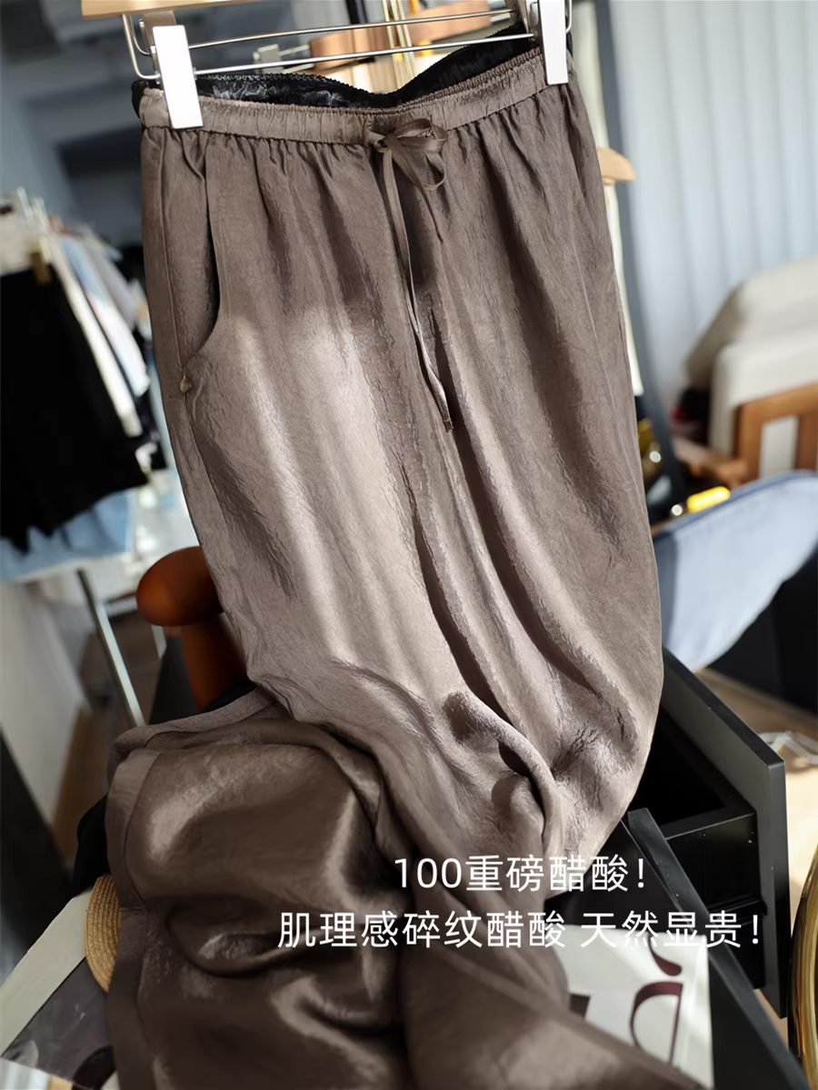 Váy xẻ tà dáng thẳng, chất liệu acetate cao cấp 100%, kiểu dáng sang trọng cổ điển, chất liệu satin mềm mại, có dây rút, dành cho nữ mùa hè.