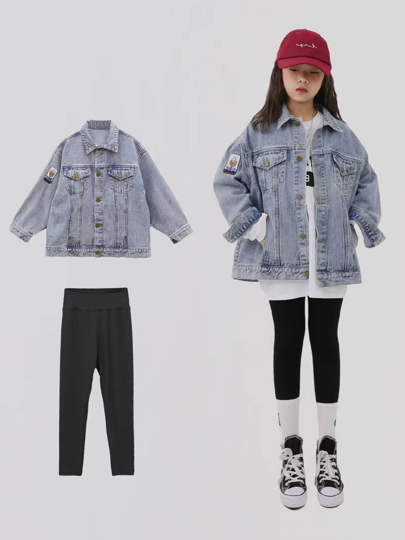 Quần áo trẻ em thời thượng cho bé gái 2025, áo khoác kiểu Hàn Quốc đa năng, dáng rộng, mùa xuân mới dành cho trẻ lớn.