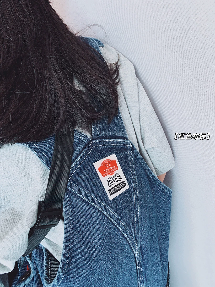 Quần xuân thu cho bé gái, quần ống đứng thường ngày cho trẻ em, kiểu mới 2025, quần yếm denim rộng, quần ống rộng cho trẻ lớn.