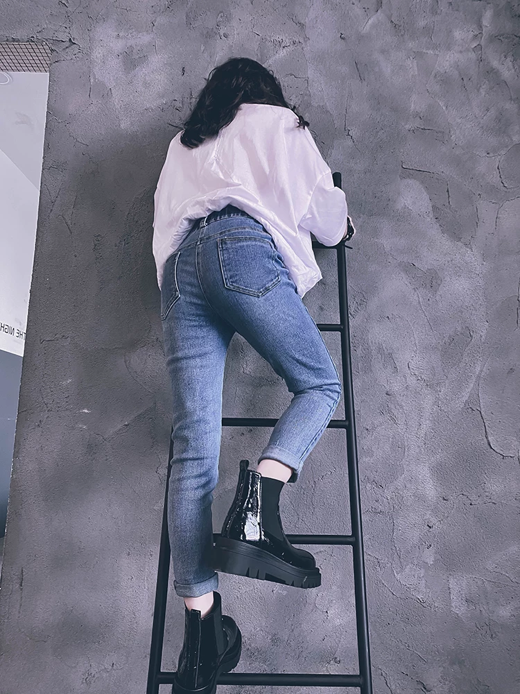 Quần jean nữ, quần bút chì co giãn, phong cách Hàn Quốc, quần skinny dáng ôm thời trang mới xuân thu 2025 dành cho trẻ lớn.