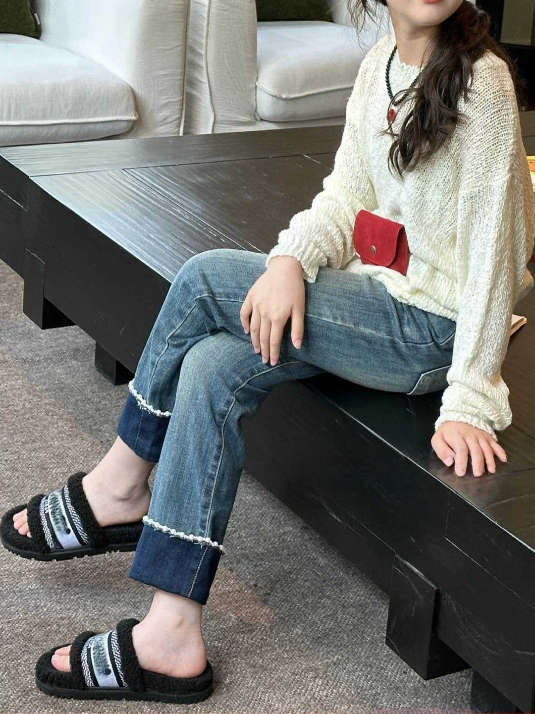 Quần jean ống thẳng cho bé gái quần áo trẻ em mùa thu quần áo trẻ em quần lửng cho bé gái quần dài dáng ôm quần dài dáng rộng thường ngày đa năng