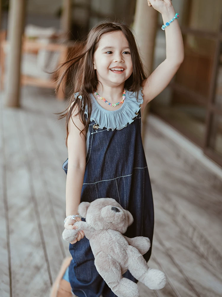 Quần yếm denim retro nữ xuân thu 2025 kiểu Hàn Quốc mới, quần dài xu hướng thời trang cho trẻ lớn, dáng thẳng