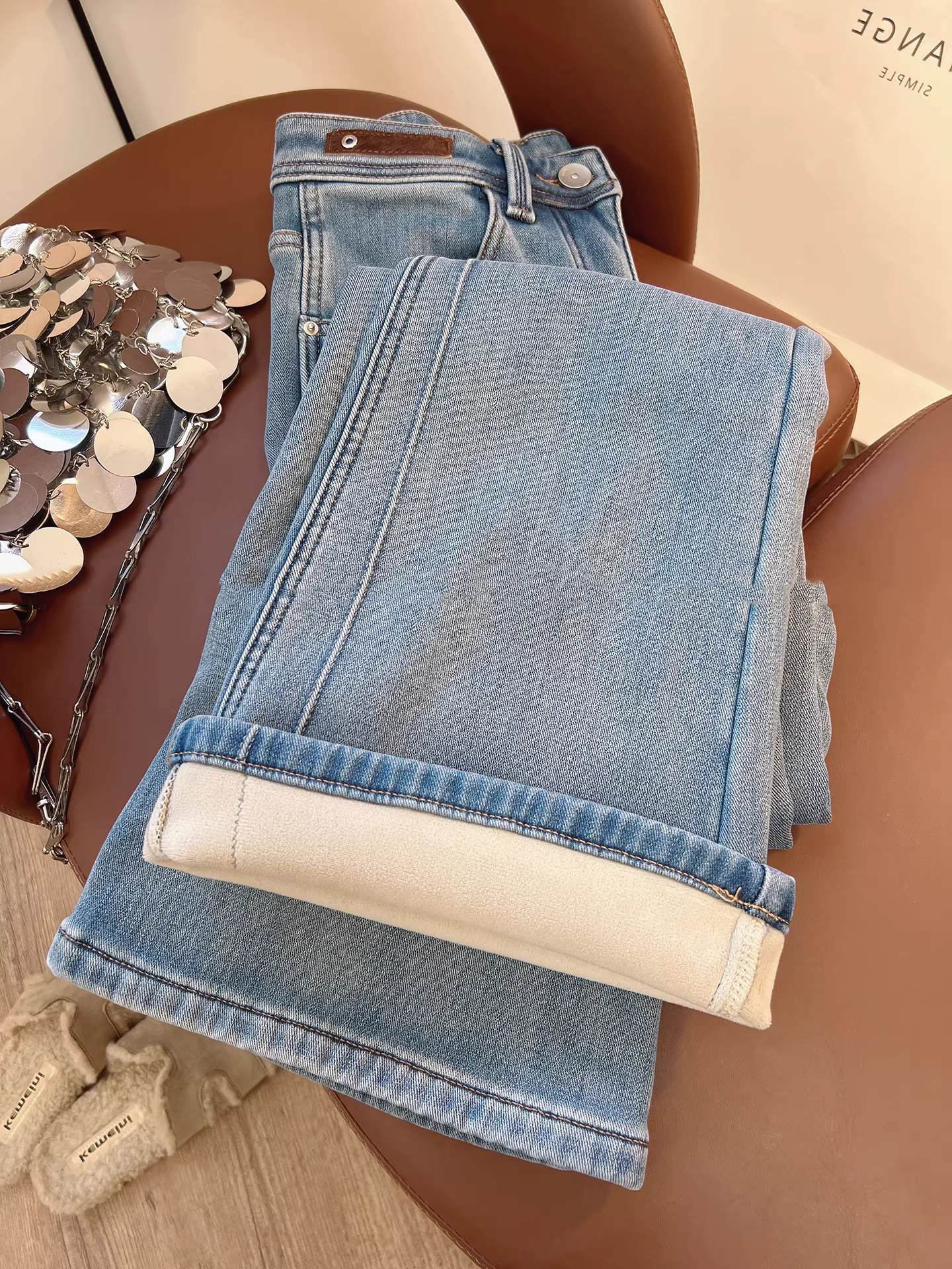 Quần jean ống loe cho nữ, mùa thu đông, lót lông cừu, dày dặn, co giãn, quần ống loe cổ điển cho bé gái, tôn dáng, tôn dáng cho người nhỏ nhắn, quần áo trẻ em hợp thời trang.