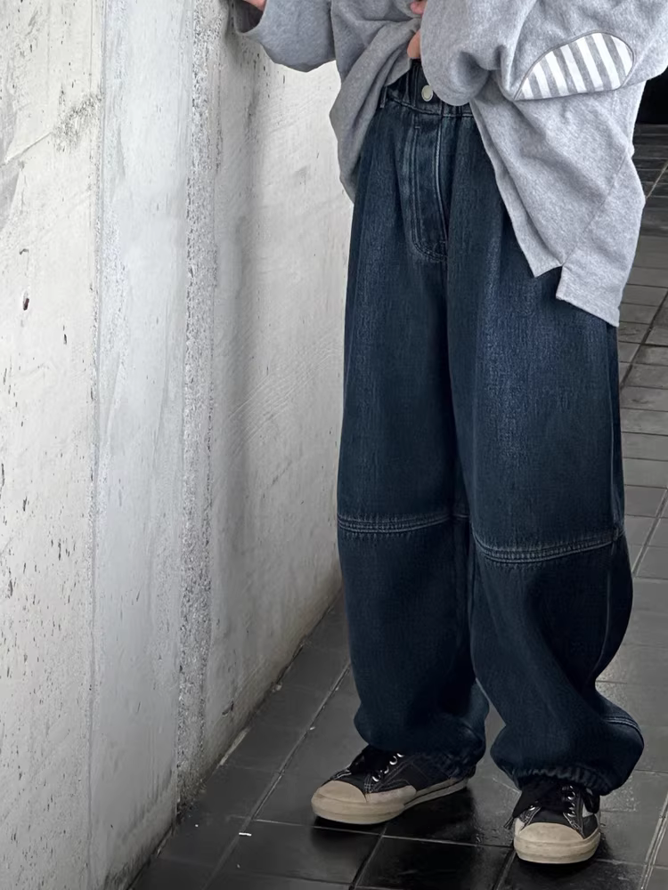 Quần jean lót lông phong cách Hàn Quốc thời trang trẻ em, quần mùa đông thường ngày thời trang cho bé trai, quần ống đứng dày dặn hợp xu hướng cho bé gái