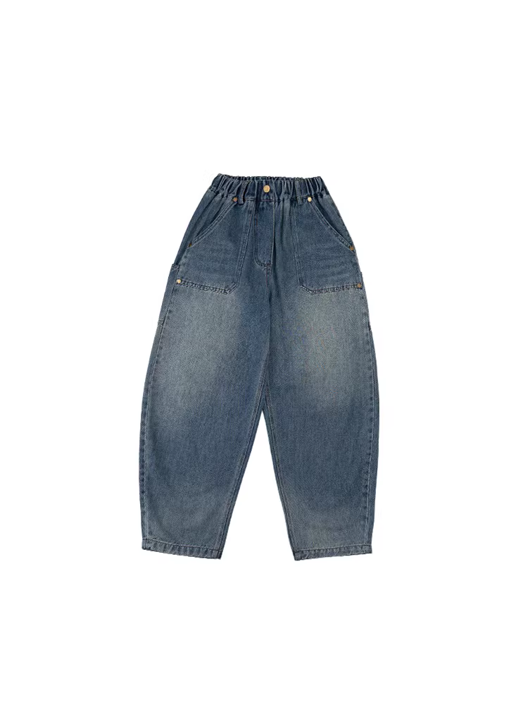 Quần jean ống thẳng cho bé trai Quần dài thường ngày được giặt sạch cho bé gái Quần dài dáng rộng đa năng phong cách mùa xuân thu cho bé gái