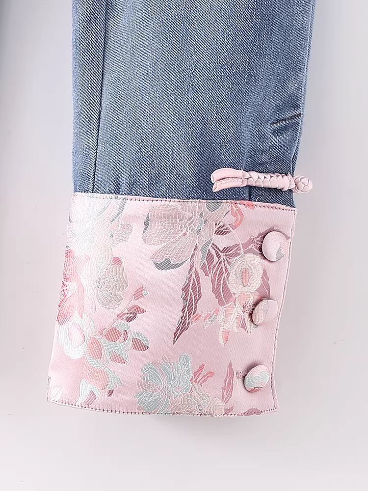 Quần jeans kiểu Trung Quốc cho bé gái, xuân thu 2025, kiểu dáng mới, đa năng, quần dài, dành cho trẻ lớn, có khuy cài, dáng thẳng.