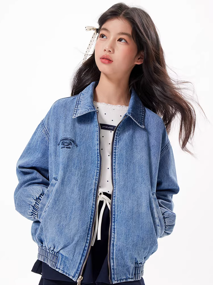 Áo khoác denim nữ xuân 2025 kiểu dáng cổ điển đa năng, áo khoác có ve áo thời trang cho trẻ lớn, áo kiểu giản dị