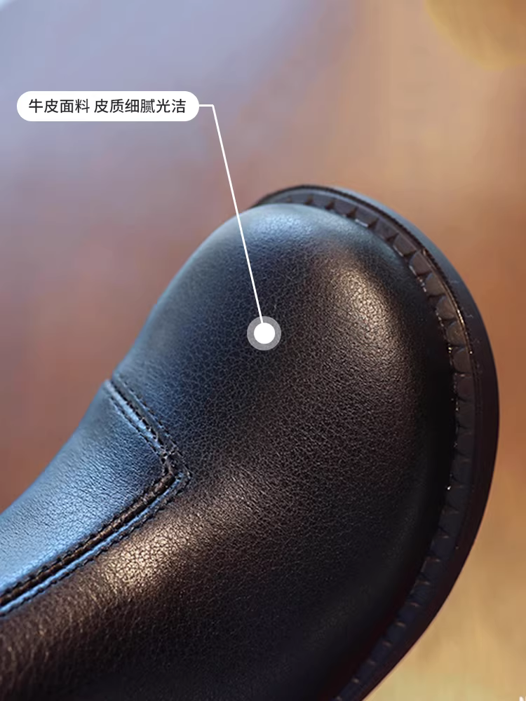 Giày bốt Martin nữ bé gái mùa xuân thu 2025 kiểu mới, giày công chúa lông mềm cho bé, giày bốt ngắn da thật trẻ em, giày bốt thời trang thu đông