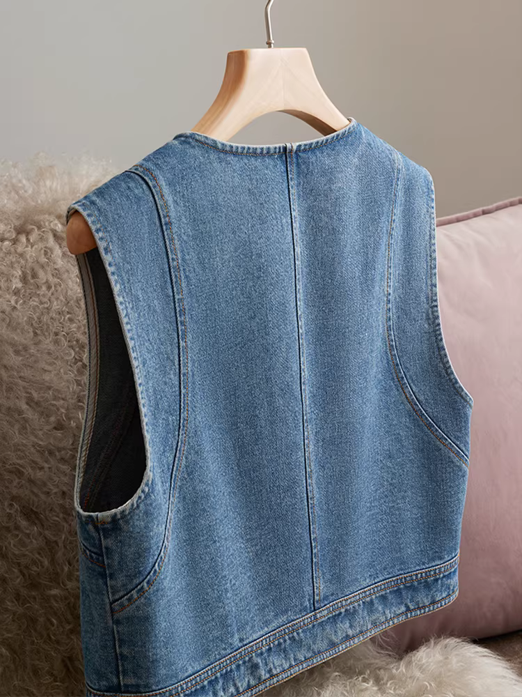 Quần áo trẻ em Áo vest denim dành cho nữ Áo khoác thời trang sành điệu 25 Áo vest trẻ em mới mùa xuân thu dành cho trẻ lớn hơn Áo cha mẹ và con cái