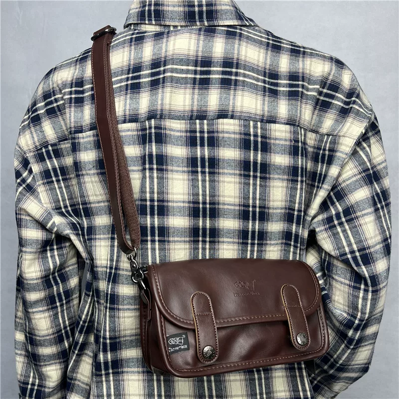 Túi đeo chéo nam Threebox hợp thời trang phong cách Hàn Quốc và Nhật Bản Túi xách nam hợp thời trang phong cách retro giản dị có nắp đeo vai đơn ba lô đeo chéo nữ