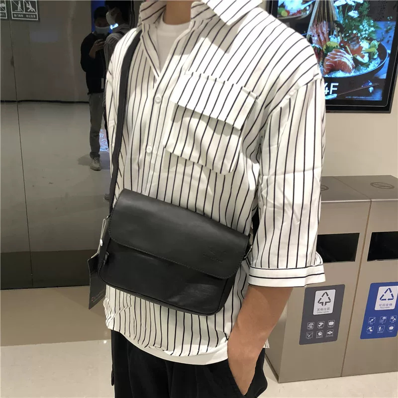 Túi đeo vai nam thương hiệu thời trang mới của Threebox, phong cách retro giản dị, unisex, túi đeo chéo bằng da PU thời trang Nhật Bản và Hàn Quốc