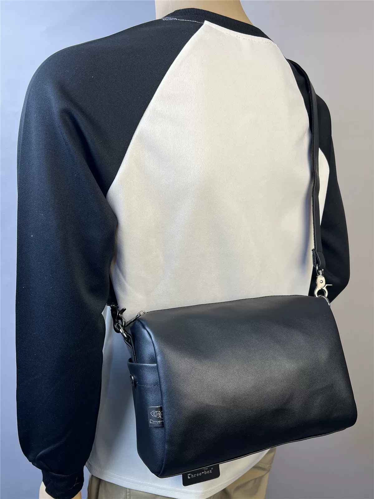 Túi đeo vai nam phong cách Hàn Quốc ba ngăn, túi đeo chéo unisex thông thường, túi da mềm, ba lô đeo chéo phong cách Anh