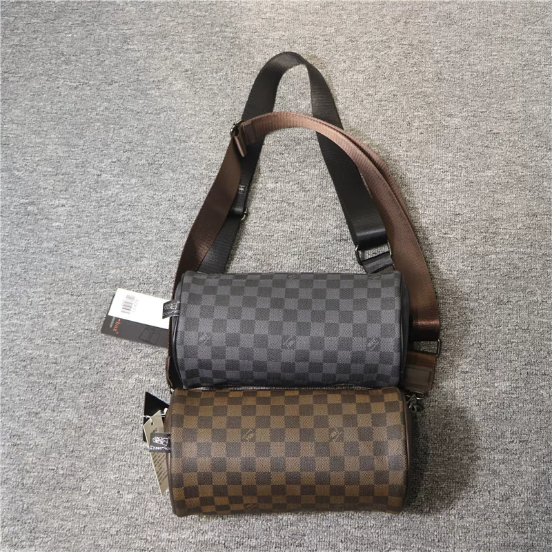 Túi đeo vai hình trụ kẻ sọc thời trang nam Threebox, túi đeo chéo unisex, balo nhỏ, túi bucket