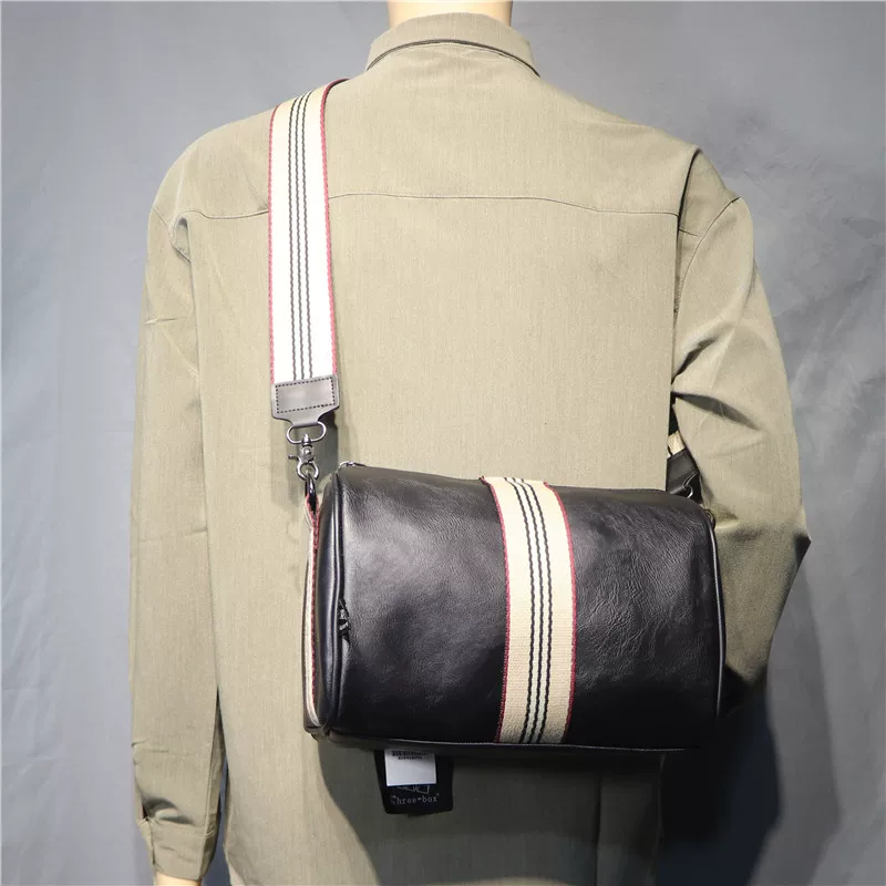 Ba hộp túi đeo vai nam sọc thời trang, túi đeo chéo kiểu Nhật Bản phong cách Hàn Quốc, túi đựng xe máy dung tích lớn.