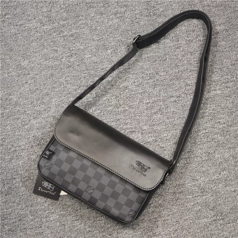 Threebox Túi đeo vai nam kẻ sọc thời trang Hàn Quốc thông thường Túi đeo chéo nhỏ Túi đeo chéo ngực ba lô