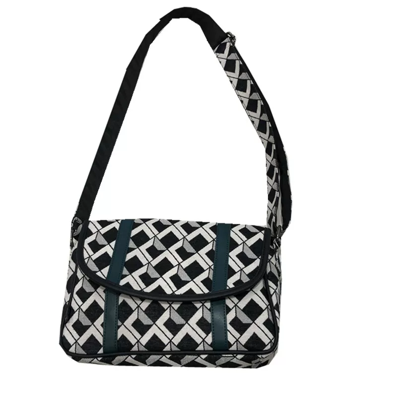 Threebox Túi đeo vai nam bằng vải canvas thời trang Nhật Bản và Hàn Quốc in hình sọc đeo chéo Túi xách nữ Ba lô Harajuku