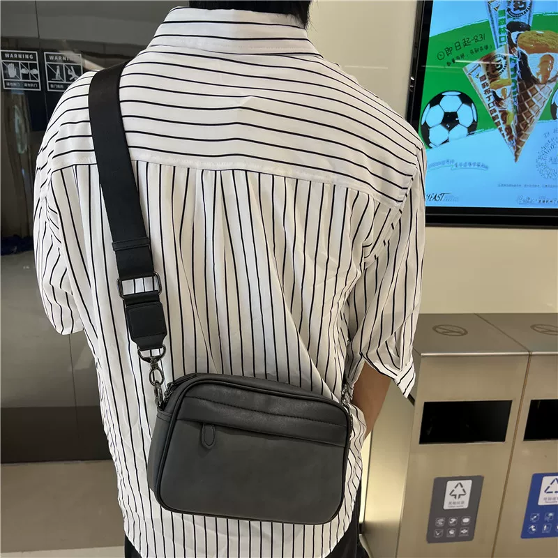 Túi đeo chéo nam màu xám thời trang 2025 phong cách Nhật Bản, balo một dây phối màu, túi đeo chéo nam ngoài trời hợp xu hướng, túi nhỏ đeo chéo nam cá tính