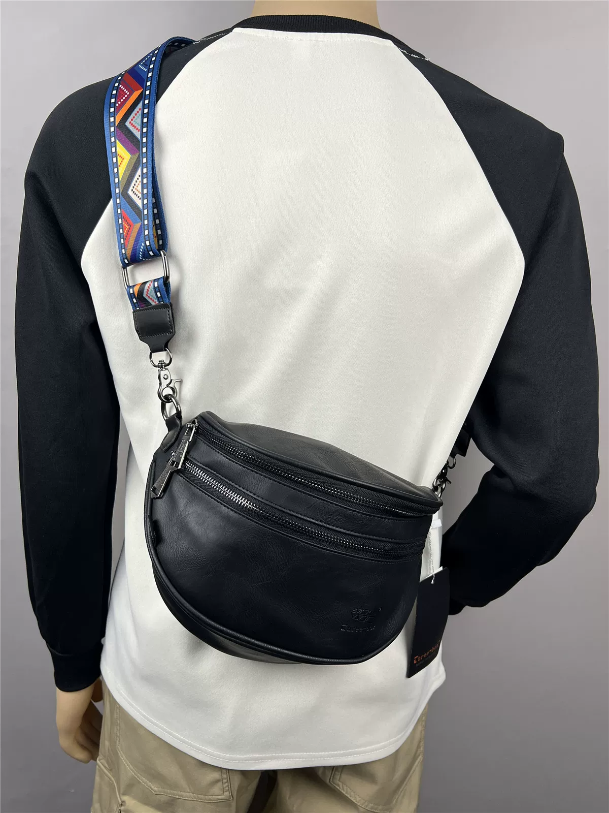 Túi đeo vai hình cầu thời trang Threebox dành cho nam giới Túi đeo chéo có dây ruy băng thông thường Ba lô đeo chéo phong cách retro Nhật Bản và Hàn Quốc dành cho nam và nữ