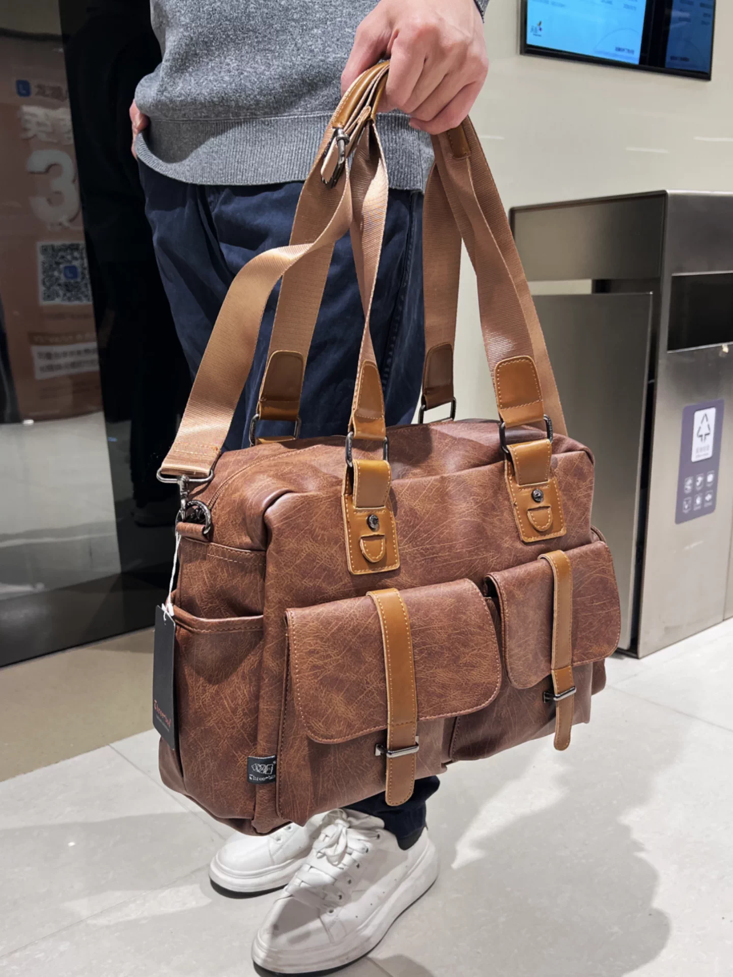 Túi xách nam phong cách retro Âu Mỹ 2026, dung tích lớn, đeo chéo, du lịch, đeo vai, túi tote công sở