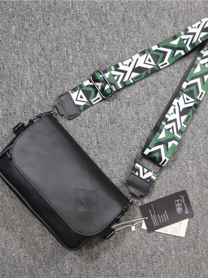 Túi xách nam hợp thời trang của Nhật Bản threebox, túi đeo chéo nhỏ có ruy băng cá tính, túi đeo chéo nhỏ một vai phong cách đường phố dành cho nữ