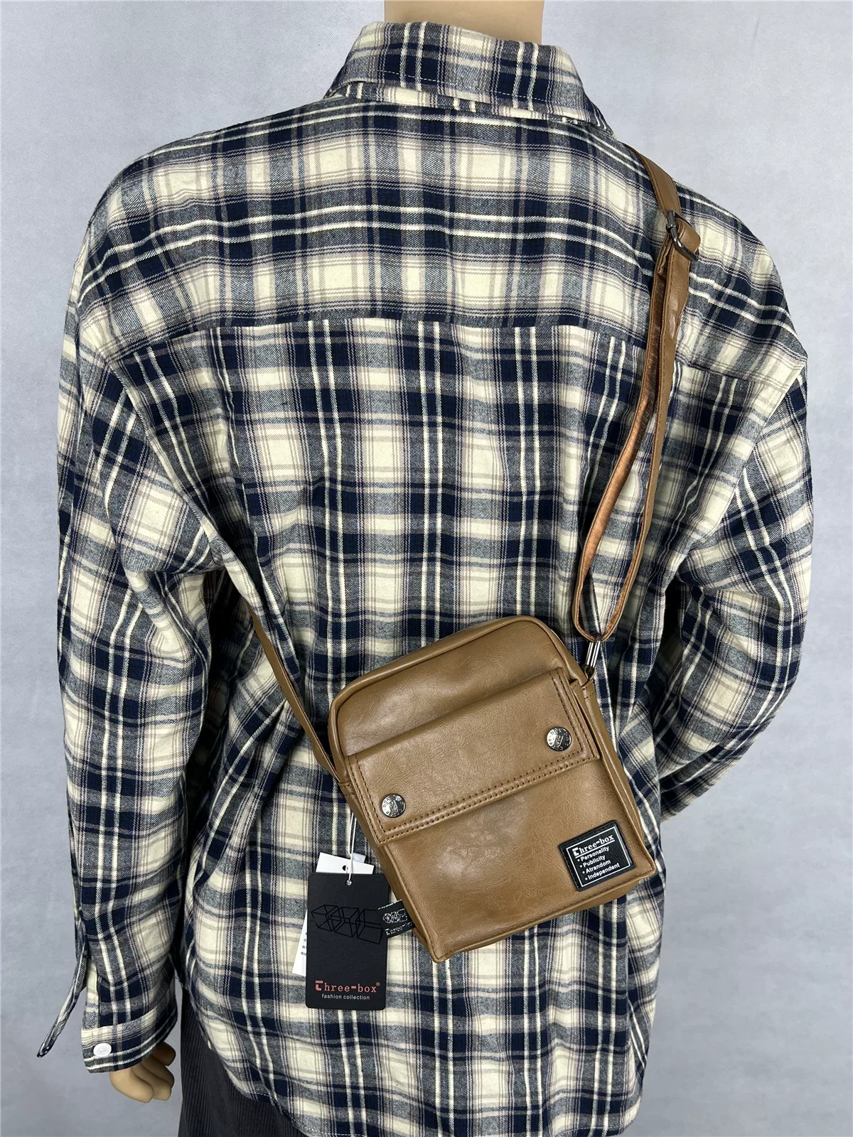 Túi đeo vai nam kiểu Hàn Quốc và Nhật Bản thời thượng, túi đeo chéo mini dọc thời trang, ba lô nhỏ hình vuông phong cách ins