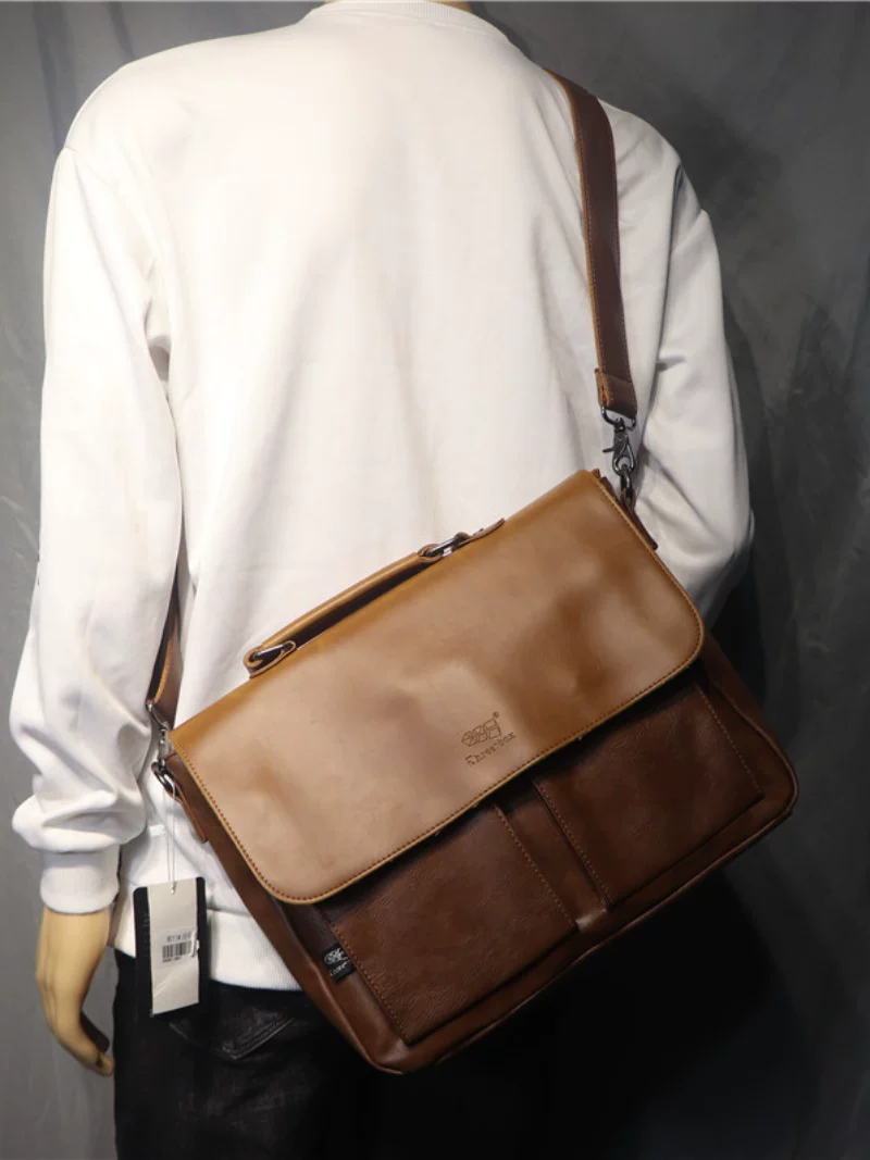 Túi xách nam công sở Threebox thời trang phong cách retro Nhật Bản, túi đeo vai nam cá tính, cặp đeo chéo thương hiệu thời thượng