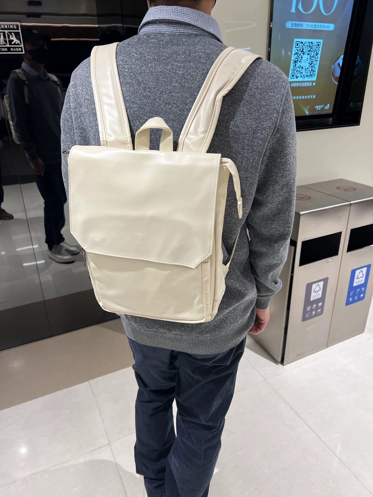 Ba lô da mềm ba ngăn dành cho nam, ba lô thời trang, túi đi học du lịch, túi đi học cổ điển dành cho học sinh trung học cơ sở, nam và nữ