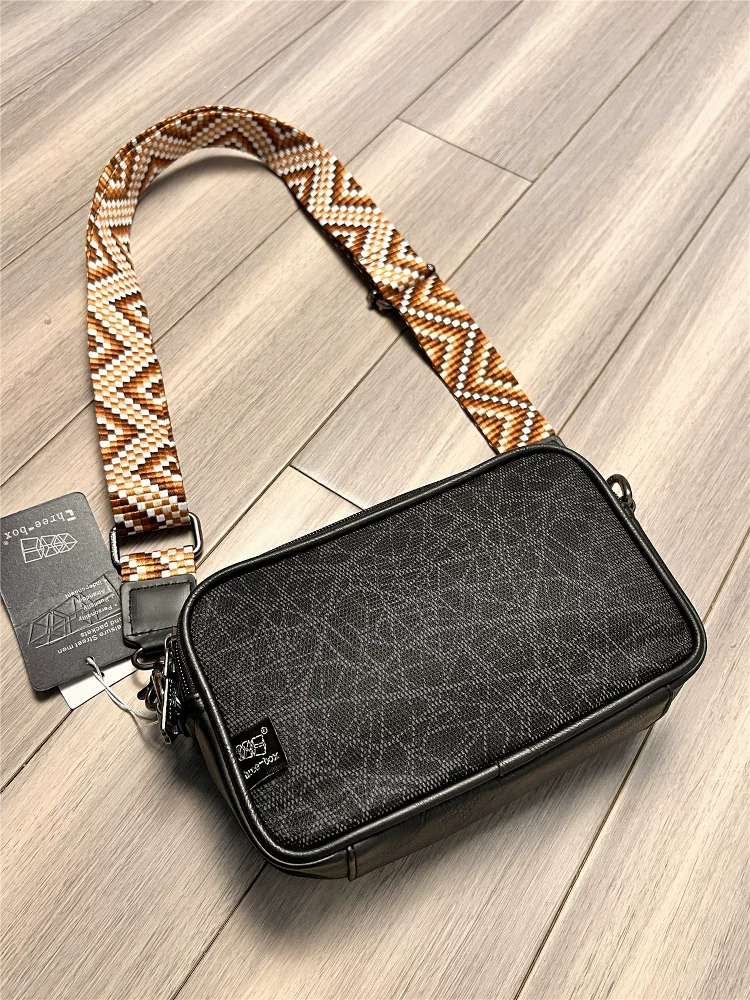 Túi đeo chéo nam thời trang ba ngăn, họa tiết đổi màu, kiểu dáng mới, balo nhỏ gọn, phong cách casual