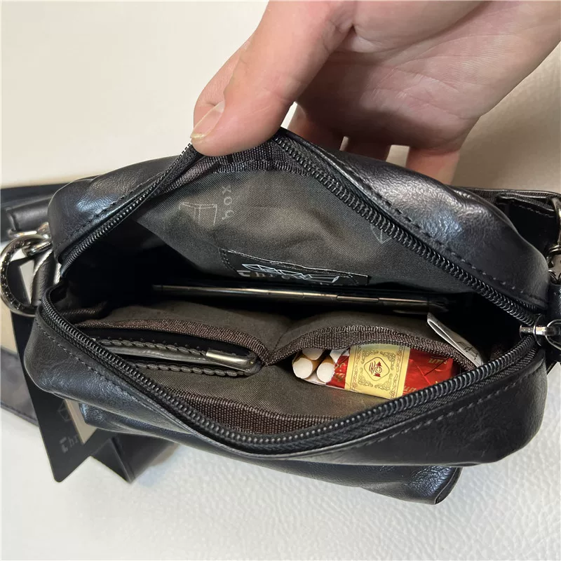 Túi đeo chéo nam thời trang Threebox phong cách Nhật Bản Anh quốc, unisex, thời thượng, dùng ngoài trời, chất liệu PU