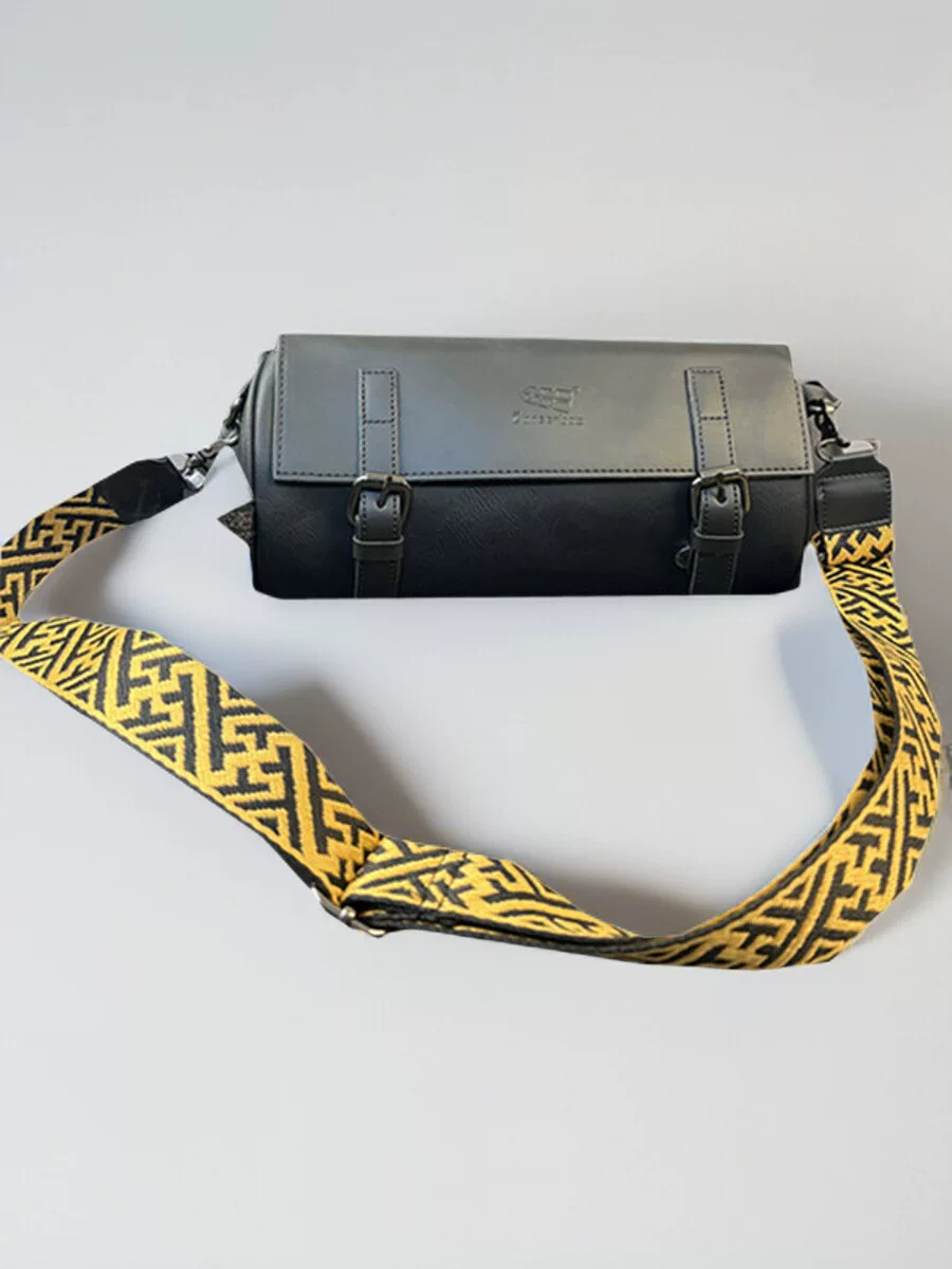 Túi đeo vai nam ba ngăn kiểu Nhật Bản và Hàn Quốc, túi hình trụ đi làm, túi đeo chéo nam thời trang bằng da PU, balo cá tính