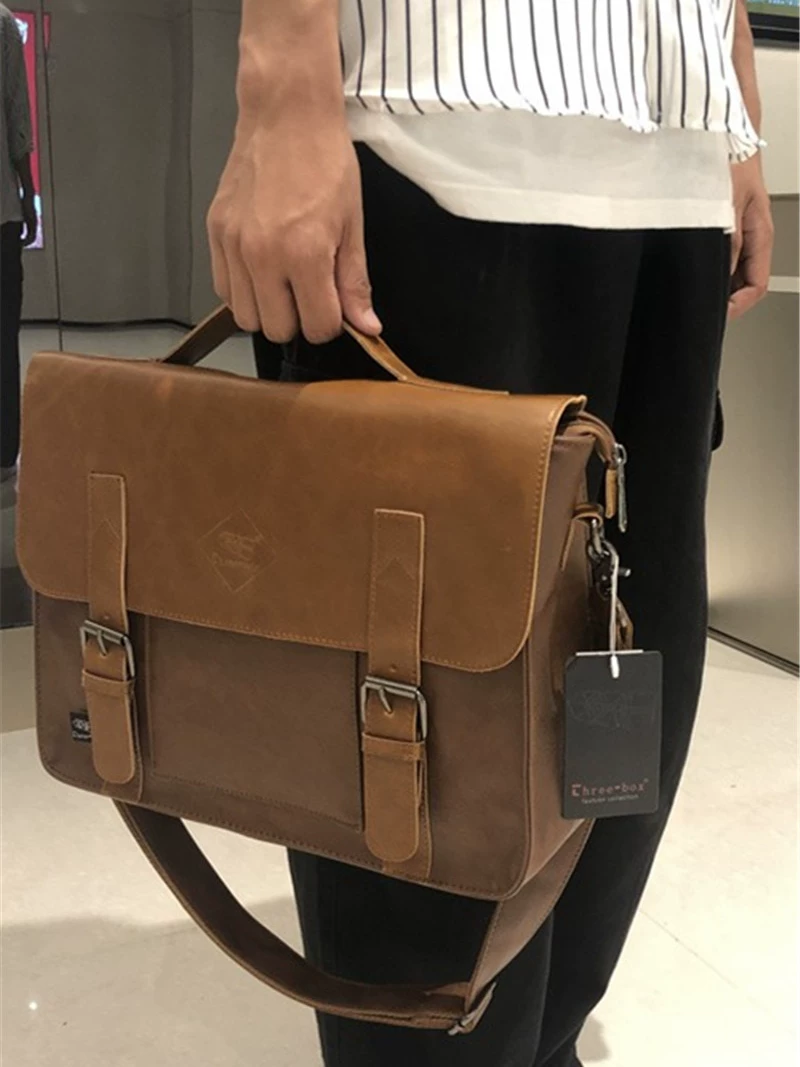 Túi xách nam phong cách Nhật Bản ba ngăn kiểu retro, túi đeo vai công sở, túi đeo chéo nữ, cặp đựng tài liệu, túi đựng máy tính