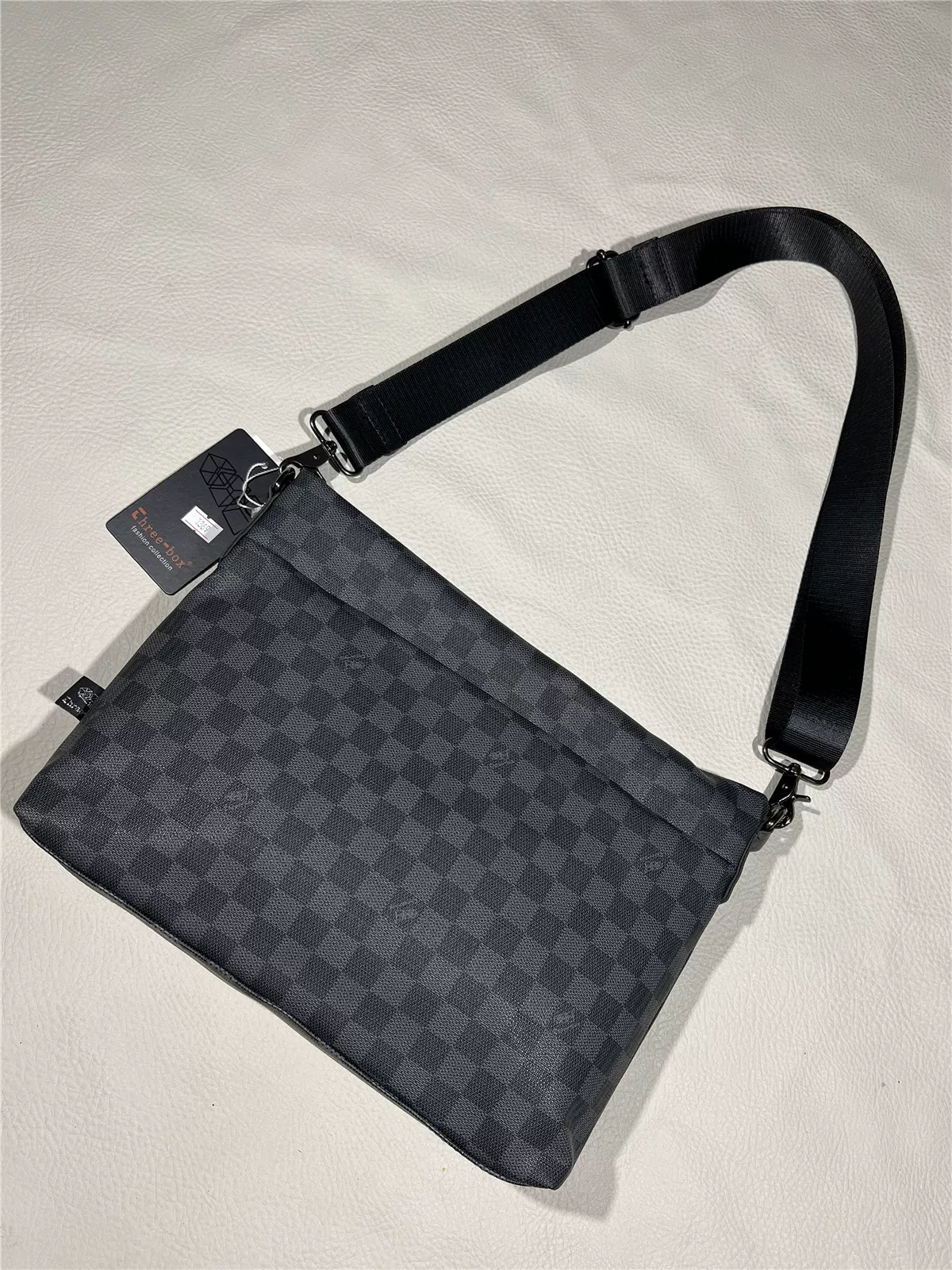 Túi đeo chéo nam kiểu Trung Quốc 2025, túi đeo vai kẻ caro phong cách Nhật Bản và Hàn Quốc, túi nam da mềm đơn giản, balo PU