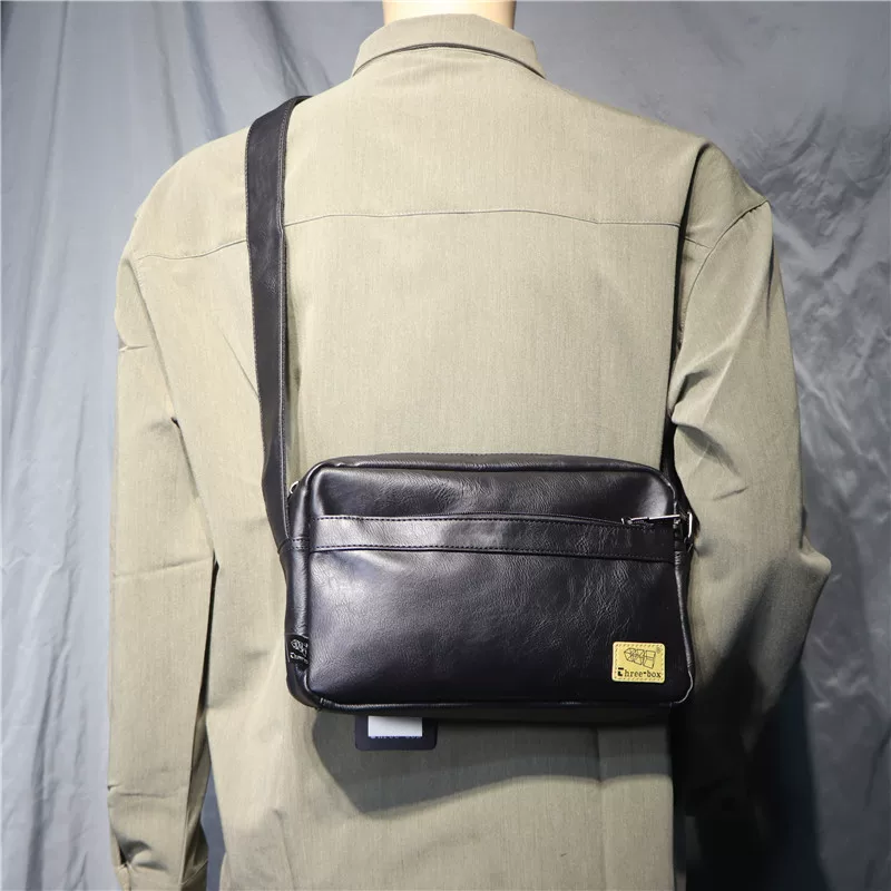 Túi đeo chéo nam thời trang hip-hop mới năm 2024, balo cá tính trẻ trung, phong cách retro, chất liệu da mềm, đựng iPad