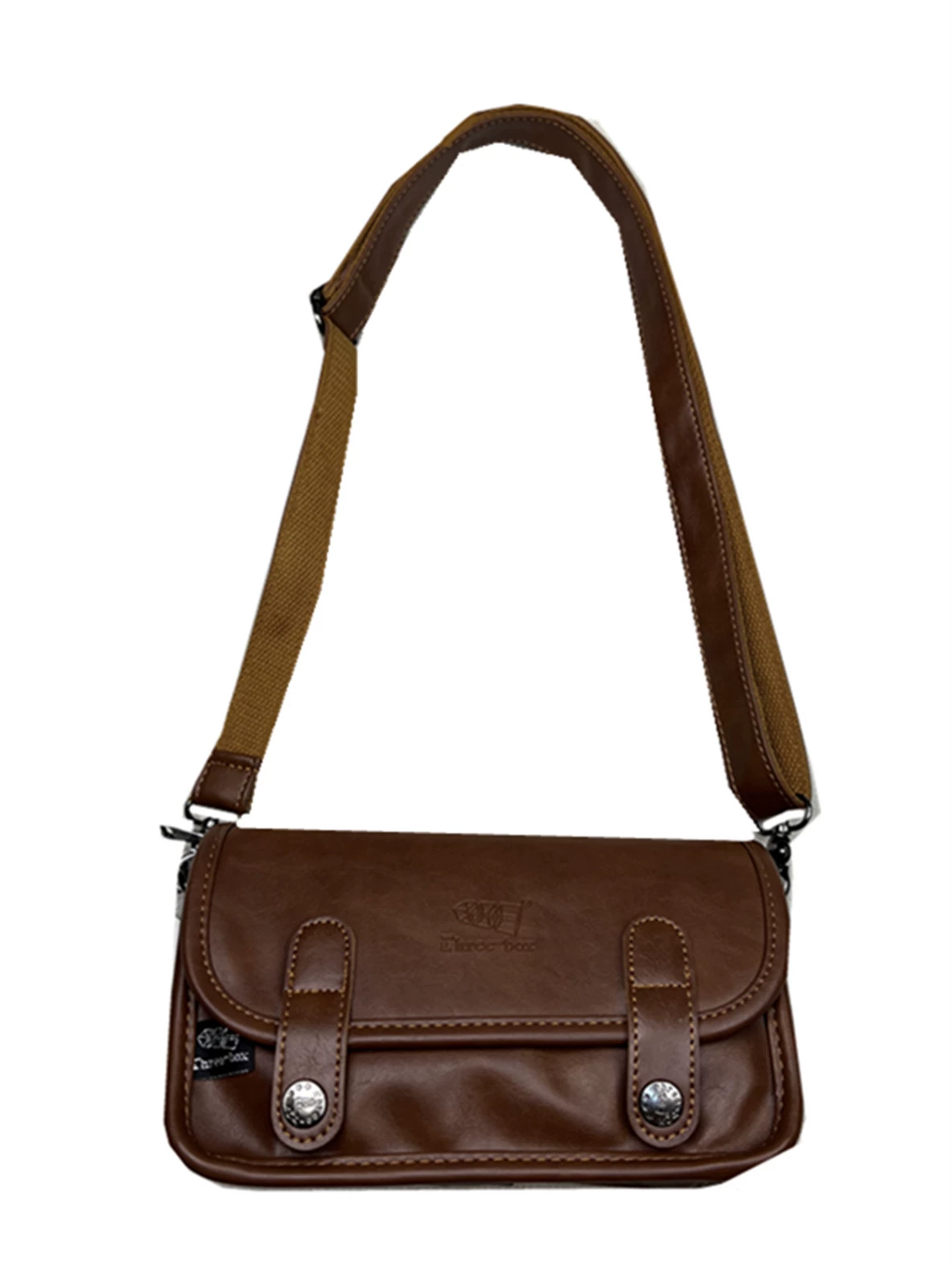 Túi đeo chéo thời trang threebox dành cho nam và nữ, túi đeo vai da mềm phong cách retro Nhật Bản và Hàn Quốc, ba lô đựng điện thoại di động dành cho sinh viên