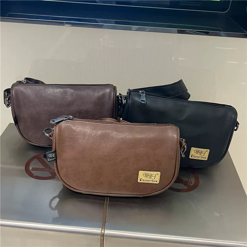 Túi đeo vai nam phong cách Hàn Quốc Nhật Bản ba ngăn, túi đeo chéo nam thời trang cá tính, túi điện thoại có khóa kéo cổ điển