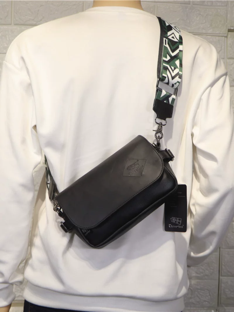 Túi xách nam hợp thời trang của Nhật Bản threebox, túi đeo chéo nhỏ có ruy băng cá tính, túi đeo chéo nhỏ một vai phong cách đường phố dành cho nữ