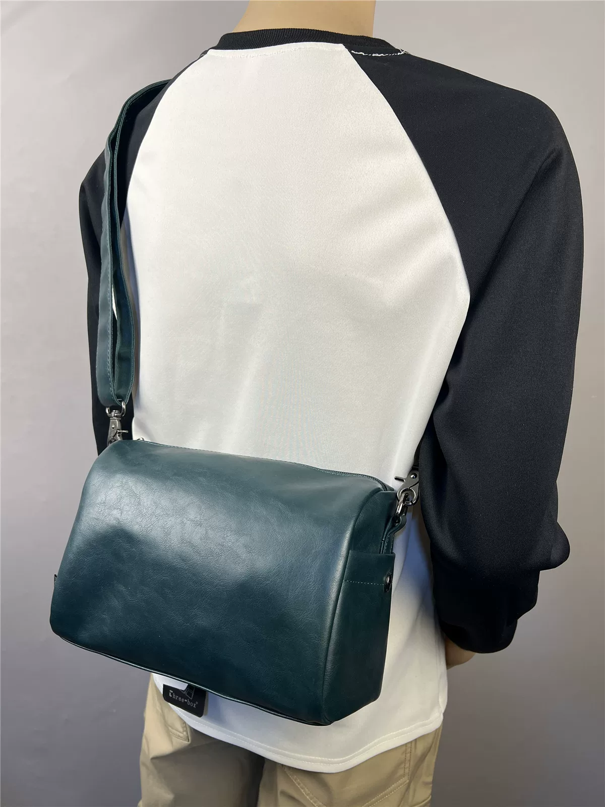 Túi đeo vai nam phong cách Hàn Quốc ba ngăn, túi đeo chéo unisex thông thường, túi da mềm, ba lô đeo chéo phong cách Anh