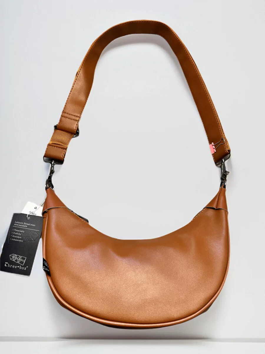 Túi đeo chéo nam thời trang đa năng kiểu dáng mới 2025, túi đeo vai đơn cá tính, túi hình lưỡi liềm độc đáo, balo dạng bánh bao