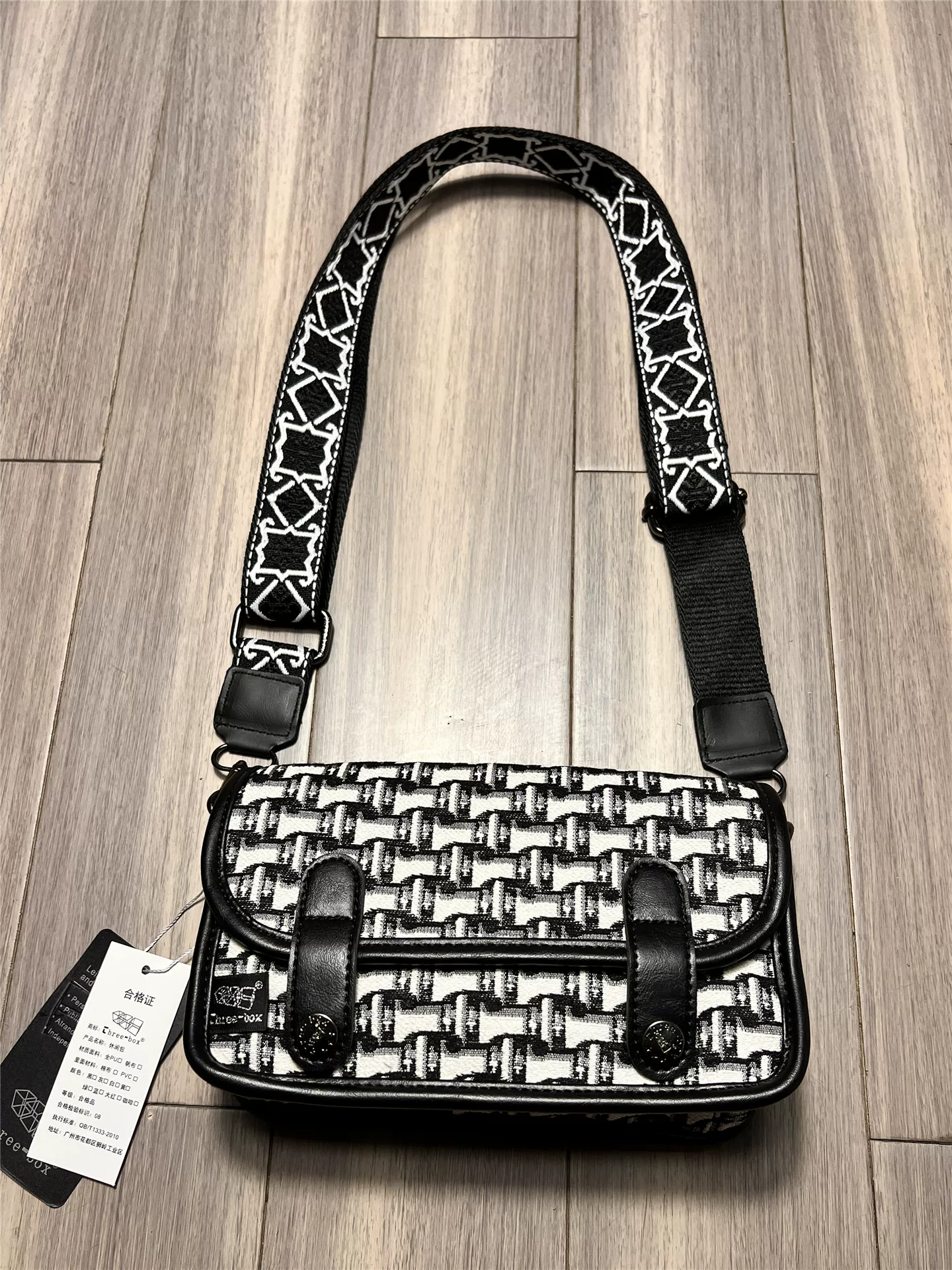 Túi đeo chéo nam nữ họa tiết răng cưa kiểu Nhật thời trang năm 2025, balo vải bố dành cho tuổi teen, túi đeo chéo phong cách ins